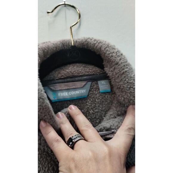 Free Country Grey Full Zip Sherpa mock neck - Picture 3 of 6